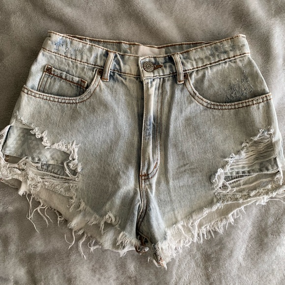 GARAGE HIGH RISE DENIM SHORTS - Picture 1 of 4